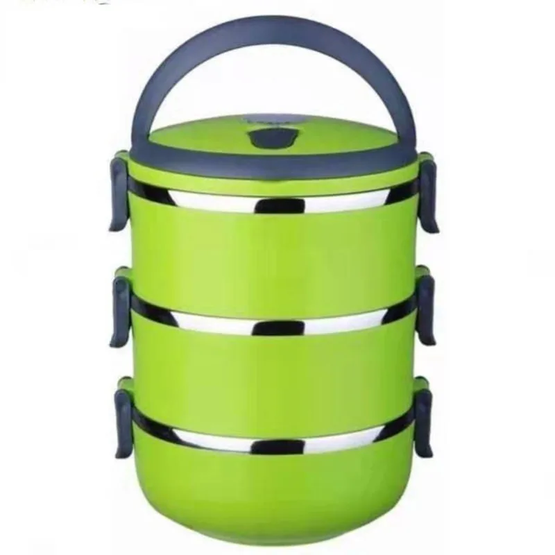 Kit Marmita Fitness Tripla Inox Marmiteira Termica Hermetica 3 Compartimentos Potes Lunch Box Alca