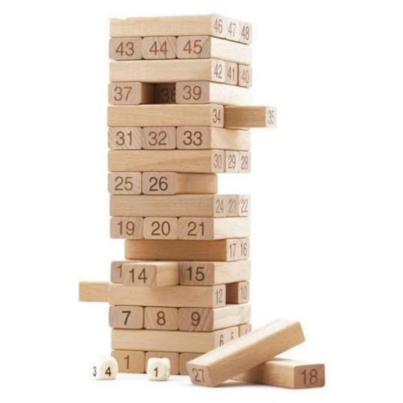 KIT 5 JOGO DE EQUILIBRIO MADEIRA INFANTIL 45 PEÇAS TORRE