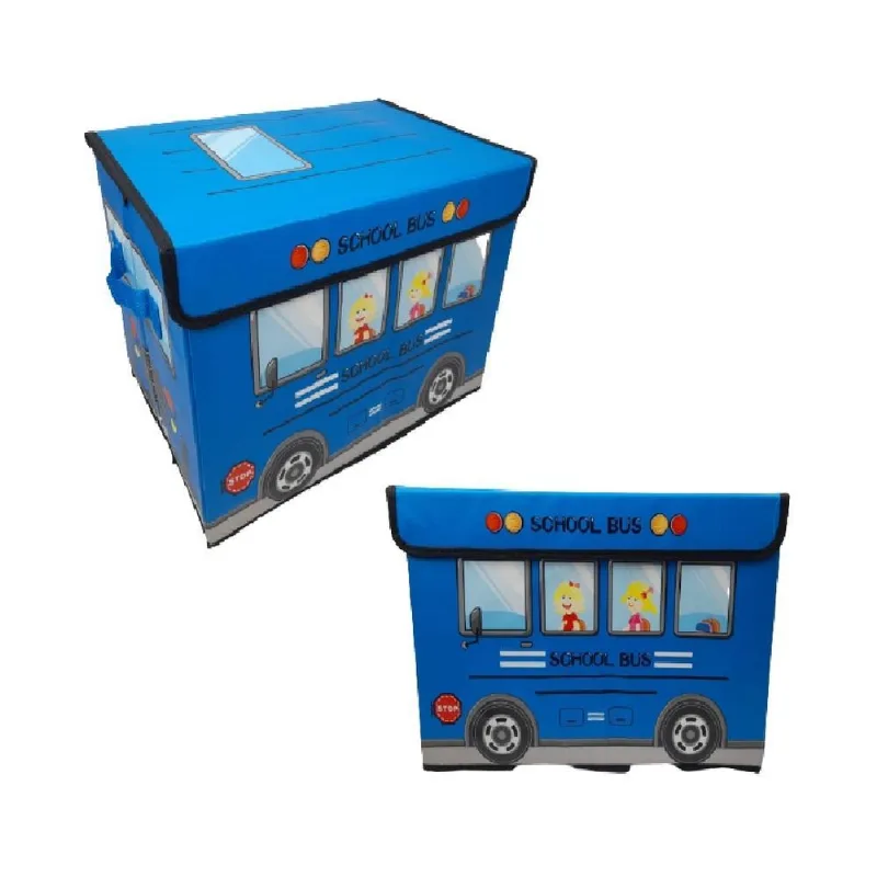 BAÚ ORGANIZADOR PUF AZUL MULTIUSO PORTA TRECO INFANTIL BRINQUEDOS