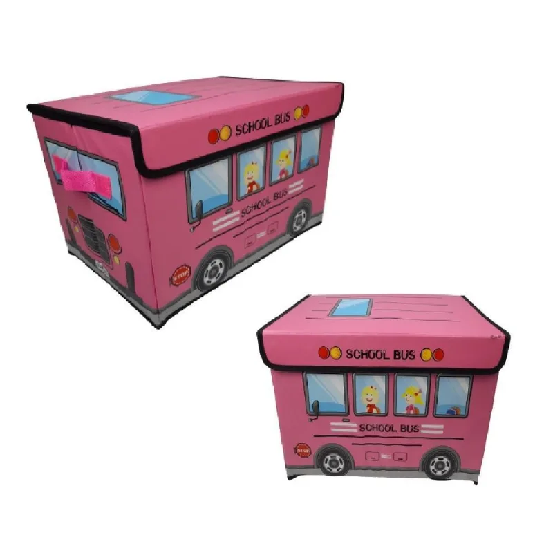 BAÚ ORGANIZADOR PUF ROSA MULTIUSO PORTA TRECO INFANTIL BRINQUEDOS