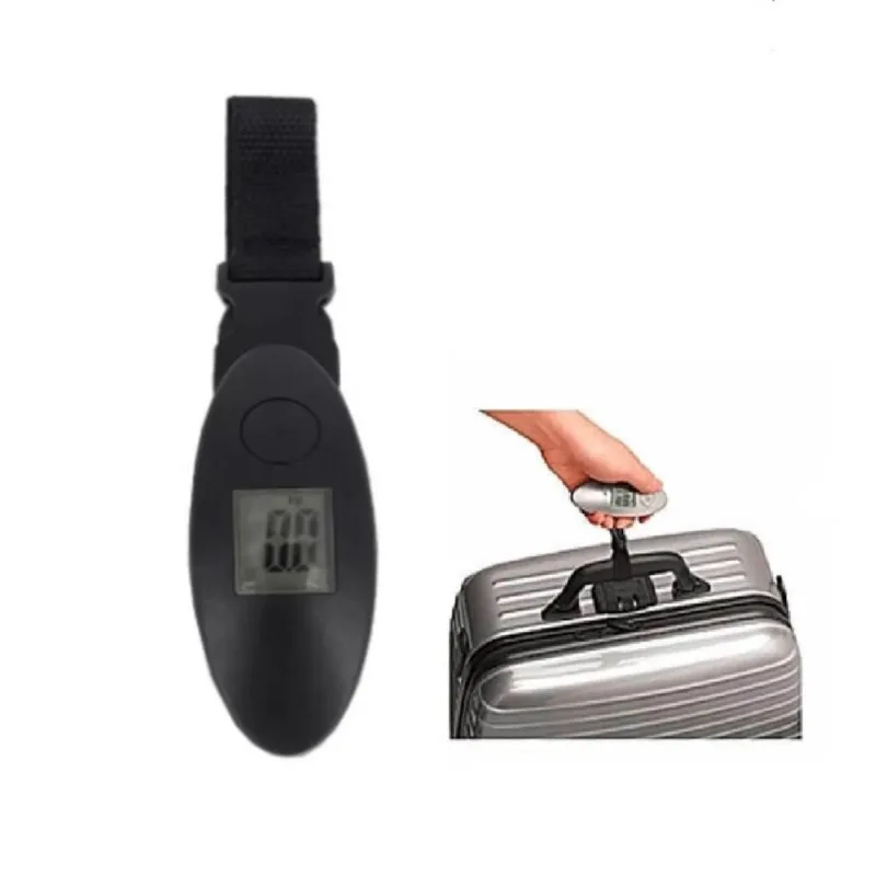 Balanca Digital De Mao Para Bagagem Mala Bolsa Viagem Ate 50kg Portatil Suspensa Uso Domestico Preta
