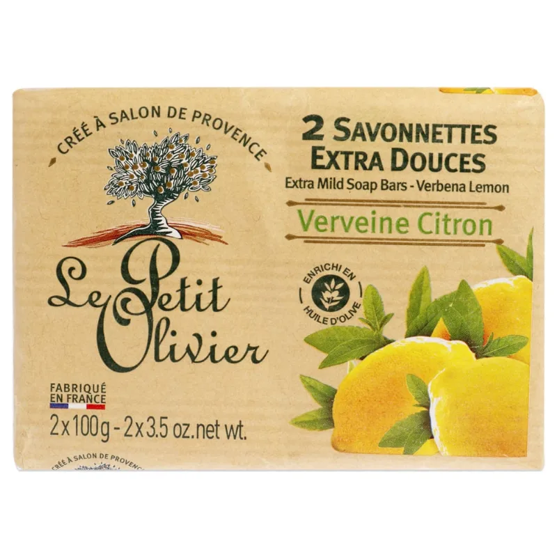 Barras de Sabão Leves Extras - Verbena Lemon por Le Petit Olivier para Homens - 2 x 3,5 oz Sabonete