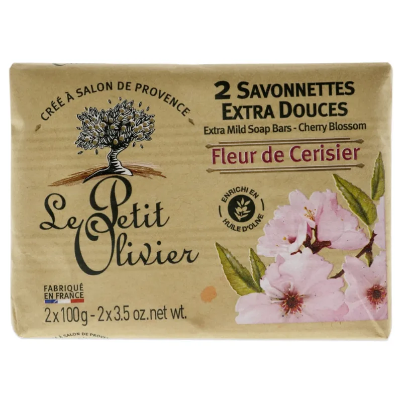 Barras de Sabão Leves Extras - Flor de Cerejeira por Le Petit Olivier para Homens - 2 x 3,5 oz Sabonete