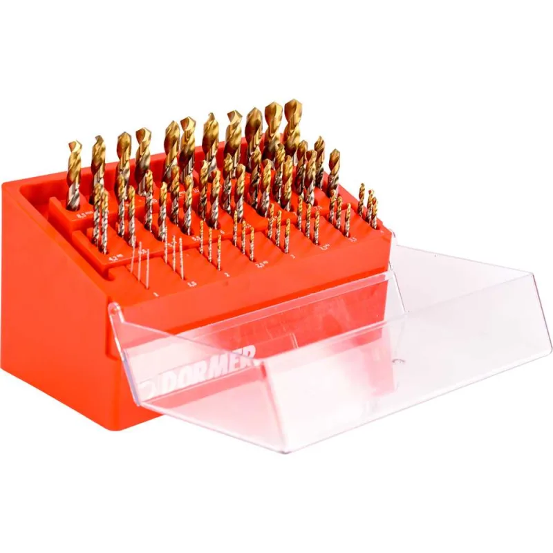 Jogo de brocas de aço rápido 1,00 mm a 13,00 mm DIN 338 55 peças - DORMER - DORMER
