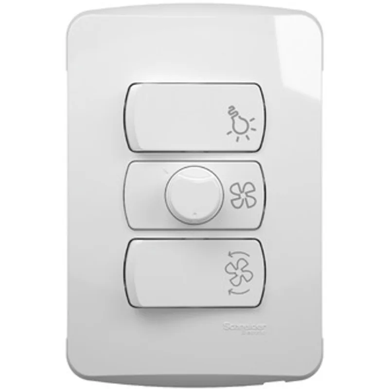 Conjunto 4x2 Variador para Ventilador + 2 Interruptor Paralelo 127v Miluz Branco Schneider