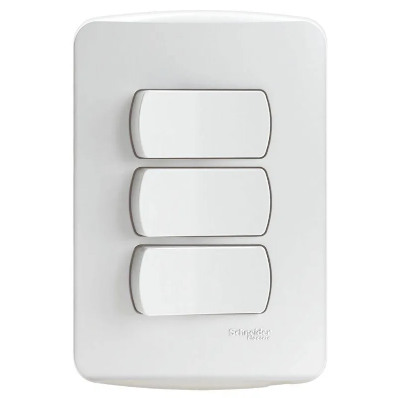 Conjunto Placa 2x4 com 3 Interruptores Simples S3B69310 10A 250V Branco Schneider