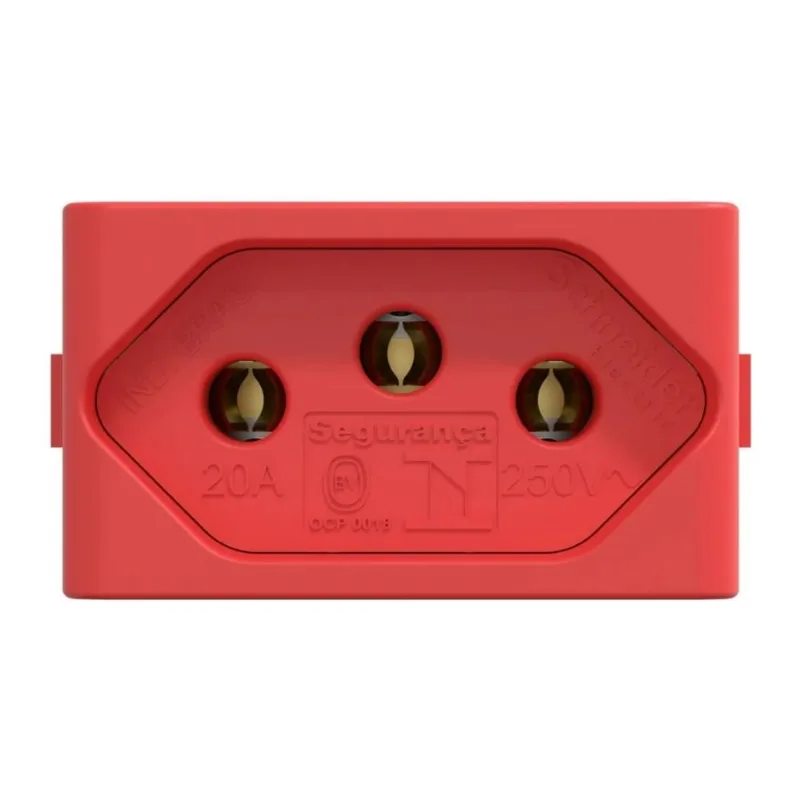 Módulo Tomada 2P+T 20A Lunare Up Schneider Módulo Tomada 2P+T 20A/250V Vermelho Lunare Up
