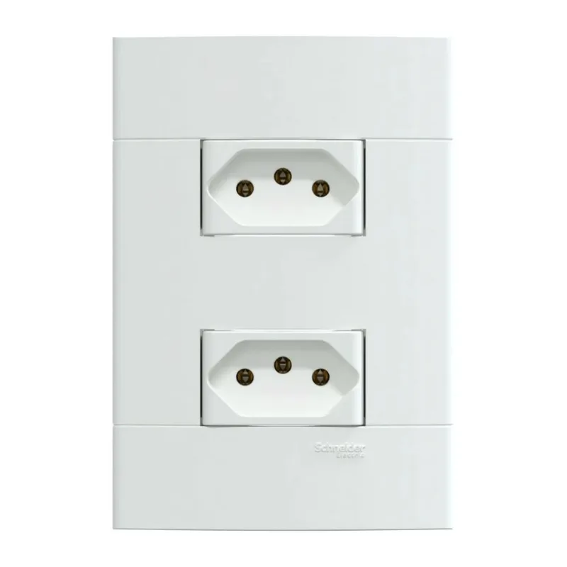 Conjunto 2 Tomadas 2P+T 10A 4x2 Lunare Up Schneider Conjunto 2 Tomadas 2P+T 10A/250V 4x2 Branco Fosco Lunare Up