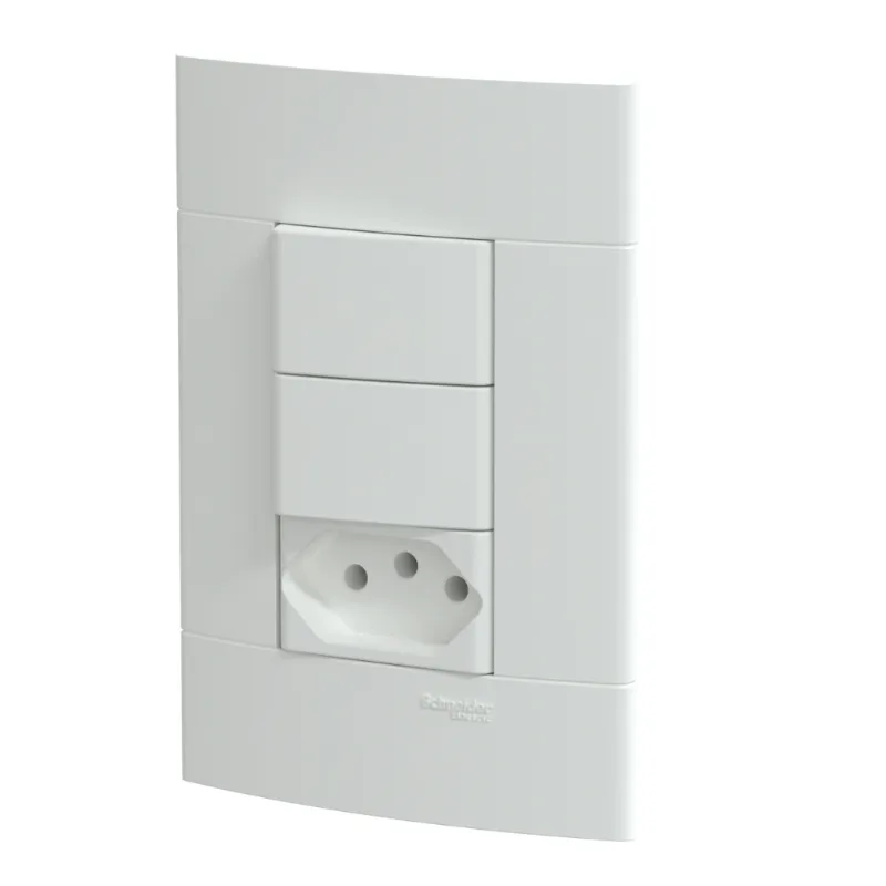 Conjunto Lunare Up 2 Interruptores Simples + 1 Tomada Br 2p+T 10a 250v Branco Fosco Schneider