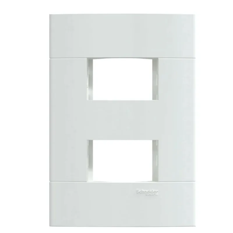Placa 2 Postos 4x2 com Suporte Lunare Up Schneider Placa 2 Postos 4x2 com Suporte Branca Brilho Lunare Up