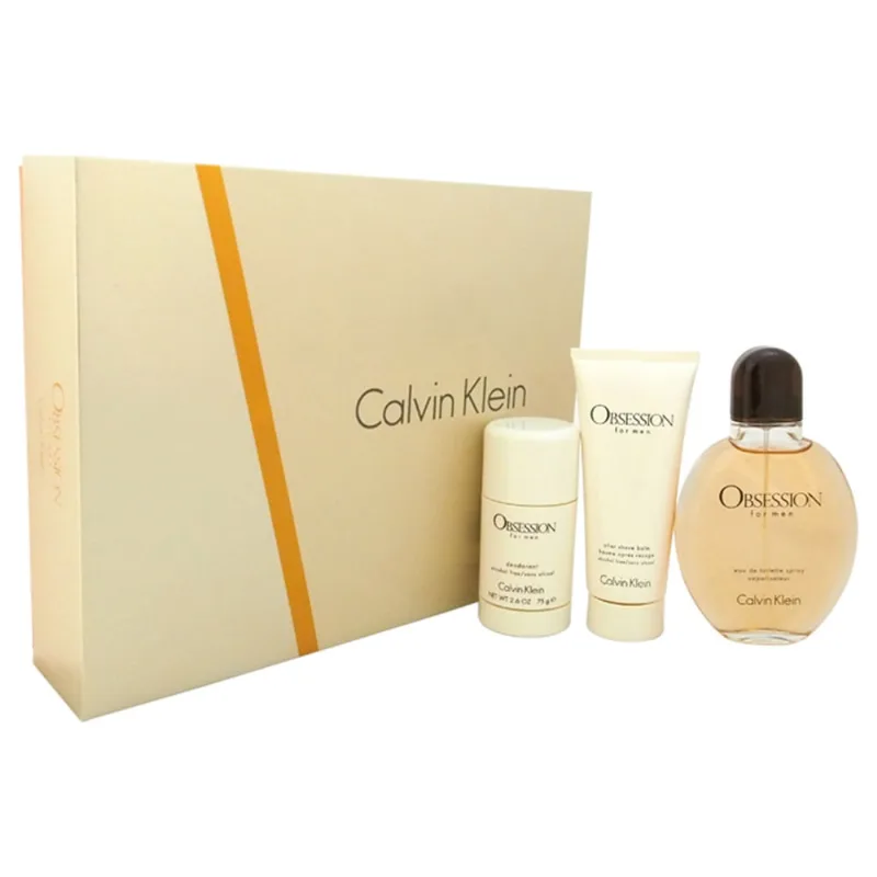 Kit Obsession for Men Calvin Klein 3 Pc Gift Set Obsessão por Calvin Klein para Homens 3 Pc Gift Set