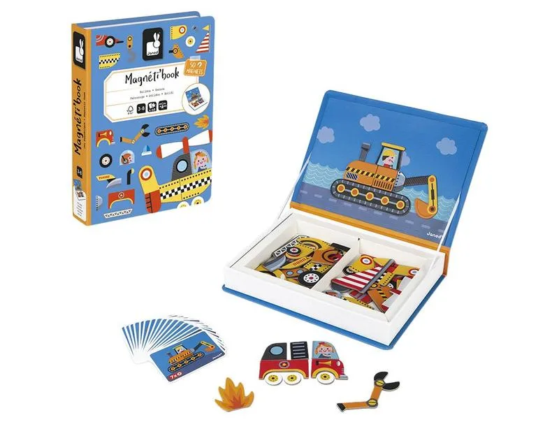 Jogo Educativo Magnético Infantil Janod Magnéti'book Veículos 3 a 4 Anos 50 Peças - Janod