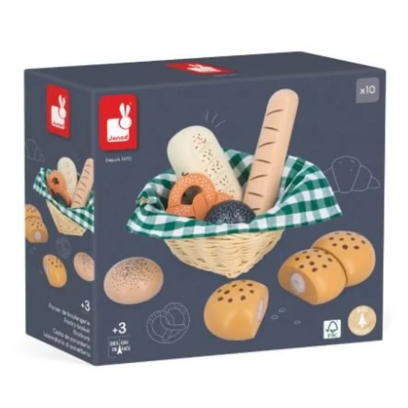 Cesta de Pães em Madeira 6 Acessórios
