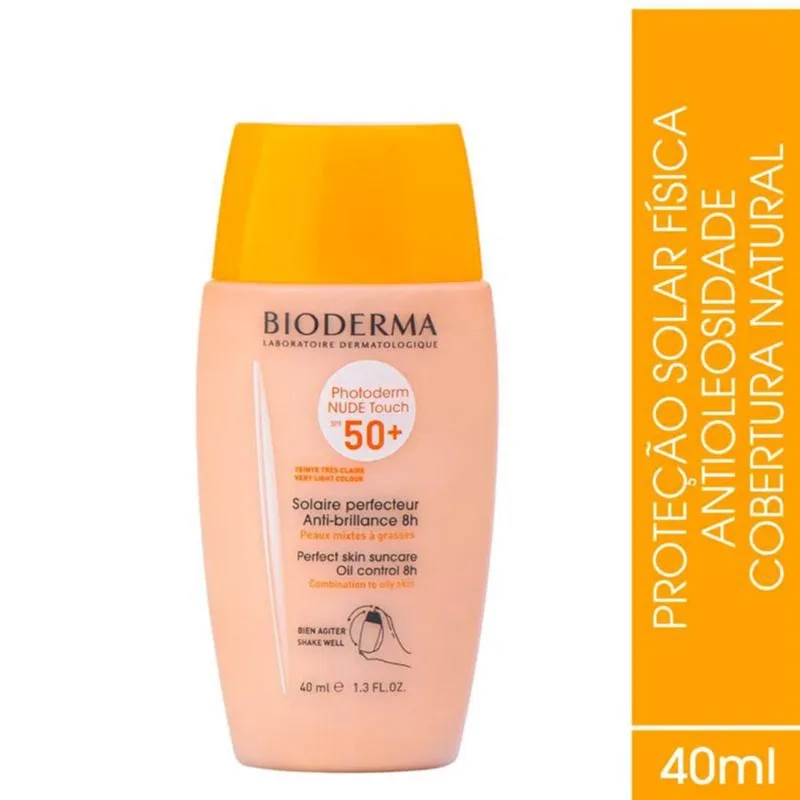 Protetor Solar Facial Bioderma Photoderm Nude Touch 50 + FPS50 Muito Claro 40ml