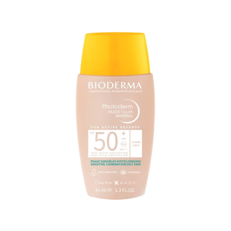 Protetor Solar Facial Bioderma Photoderm Nude Touch Mineral FPS50+ Cor 2.0 Clara 40ml - Bioderma