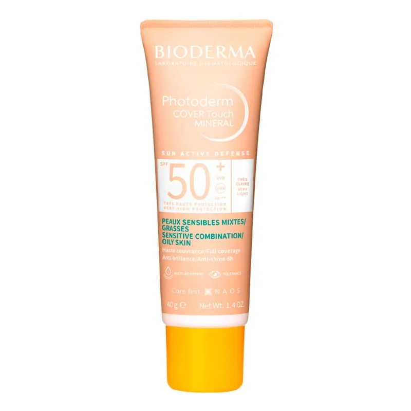 Protetor Solar Facial Bioderma FPS 50+ Photoderm Cover Touch Cor 1.0 Muito Claro 40g