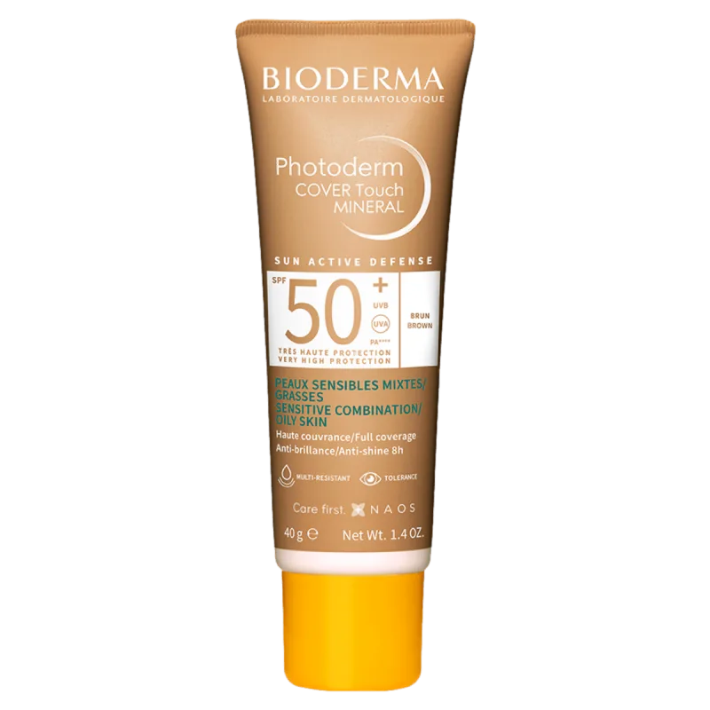 Protetor Solar Facial FPS 50 Bioderma Photoderm Cover Touch Mineral Escuro 40g Toque Seco - Bioderma