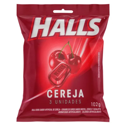 Bala Drops Sabor Cereja C/3 Unidades Halls - HALLS