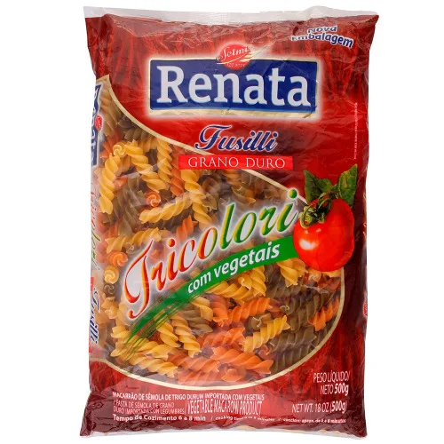 Macarrão De Sêmola Grano Duro Tricolor Com Vegetais Fusilli Renata Superiore Pacote 500g - SELMI