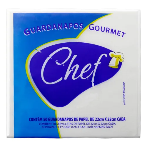 GUARDANAPO DE PAPEL FOLHA SIMPLES CHEF GOURMET 22CM X 22CM - CHEF