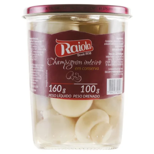 Champignon Em Conserva Inteiro Raiola Vidro 100g - RAIOLA
