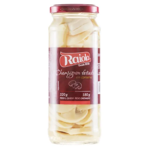 Champignon Em Conserva Fatiado Raiola Vidro 180g - RAIOLA
