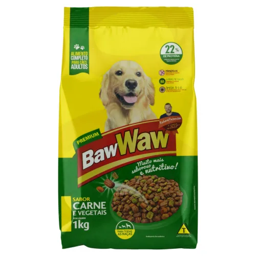 Alimento Para Cães Adultos Carne E Vegetais Baw Waw Premium Pacote 1kg - BAW WAW