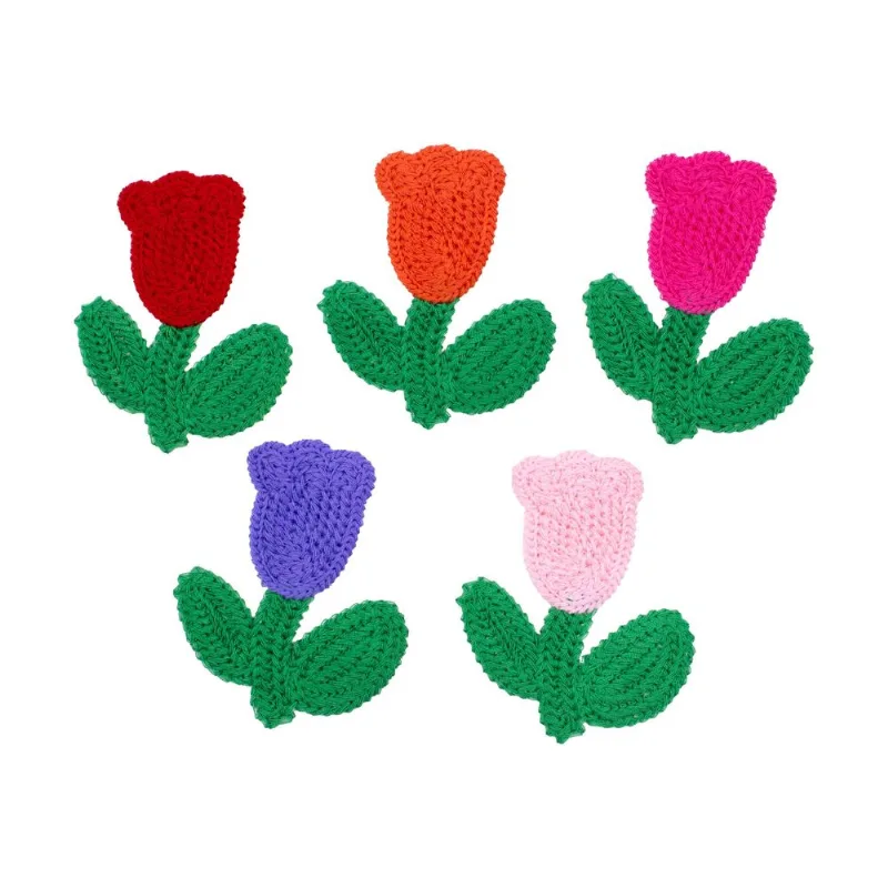 Aplique Tulipa Em Croche 06X08cm Em Poliester Com 25 Peças 103 - Colorido