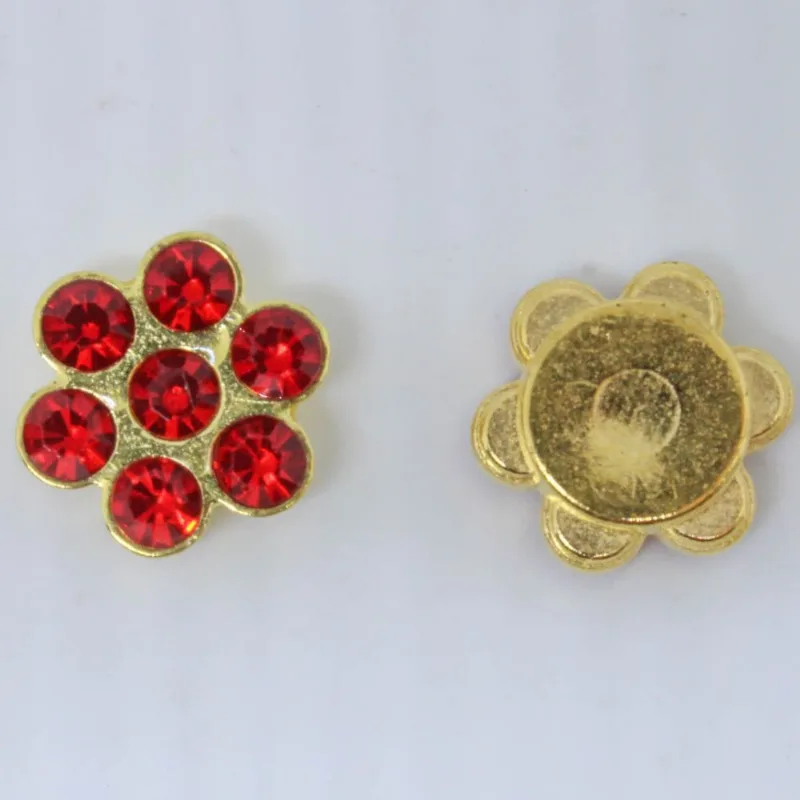 Flor Com Strass 10Mm Em Abs E Vidro Com 250 Peças 201 - Vermelho