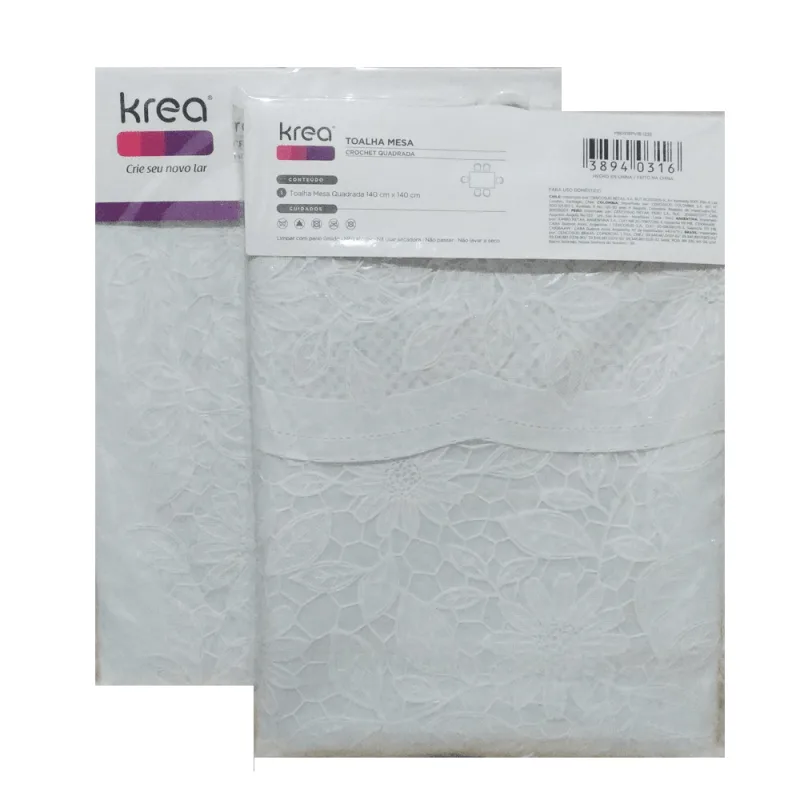 Toalha de Mesa Krea Pvc Crochê Retangular - Krea