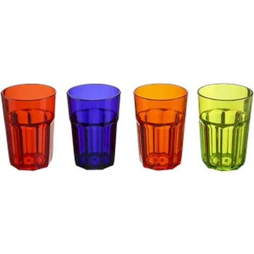 Conjunto De Copo Krea Alto Linhas Cores Vidro 350ml - Krea