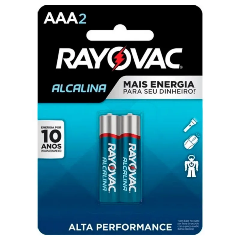 Pilha Rayovac Alcalina Palito AAA2 com 2 Unidades - Rayovac