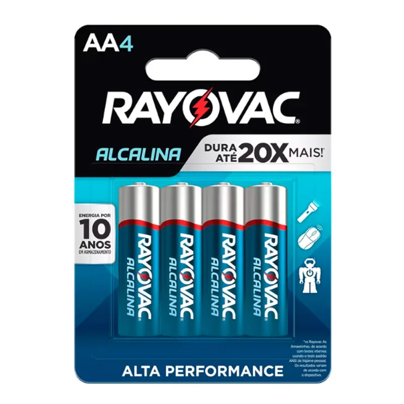 Pilha Alcalina  Rayovac Pequena LR6 com 4 Unidades - Rayovac