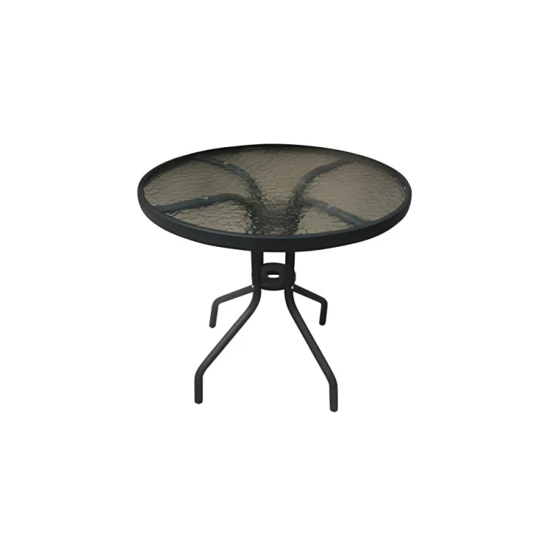 Mesa KN Redonda Cano/Vidro Preta - Outzen