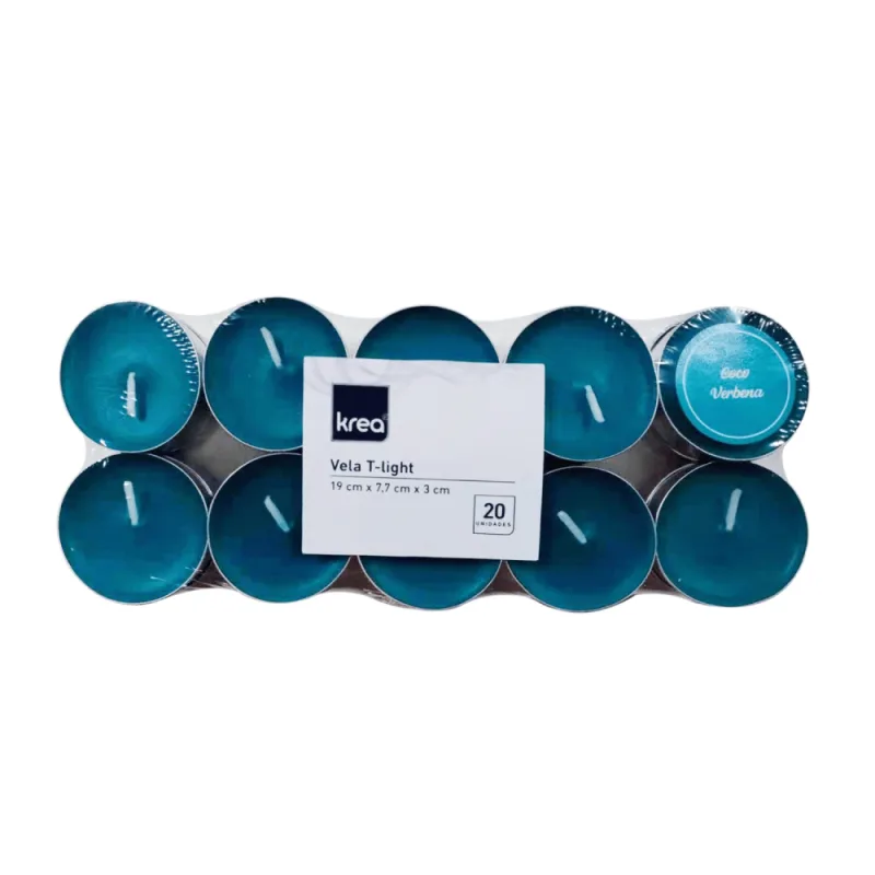 Vela Krea T-Light Aromática 18.1 Azul Turquesa c/ 20 Unid - Krea