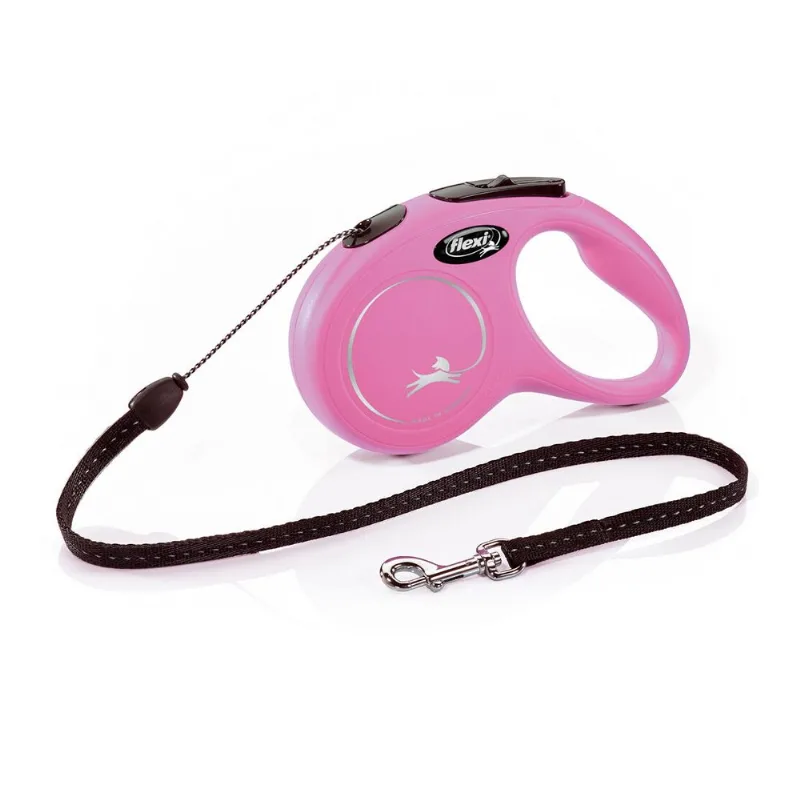 Guia Retrátil New Classic Corda Rosa P - Flexi Rosa - P1032RS