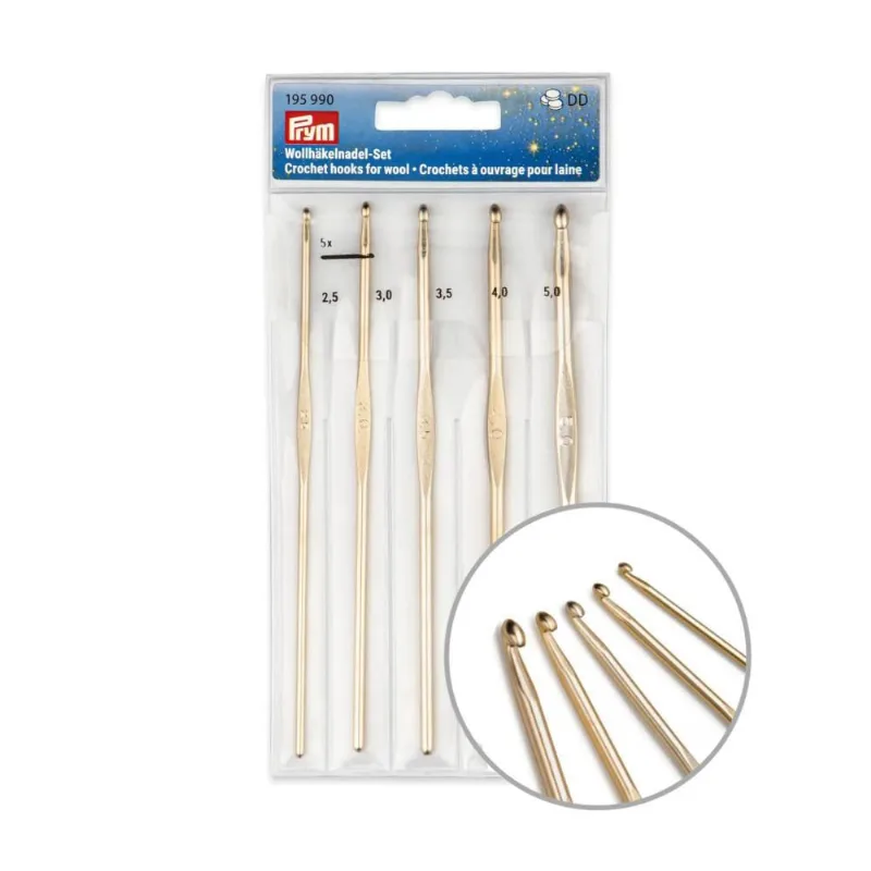 Kit Agulhas Para Crochê Prym New Gold Com 5 Peças