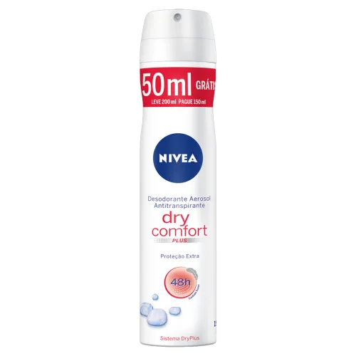 Antitranspirante Aerossol Dry Comfort Plus Nivea Leve 200ml Pague 150ml - COMFORT