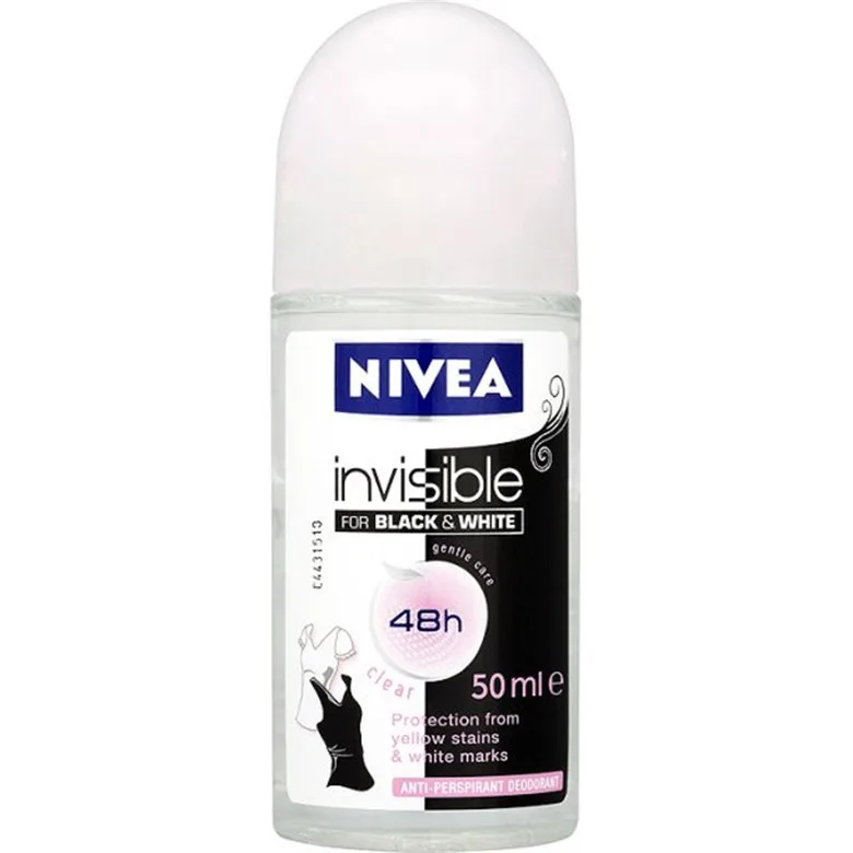 Antitranspirante Roll On Nivea Invisible For Black White Clear 50ml - NIVEA