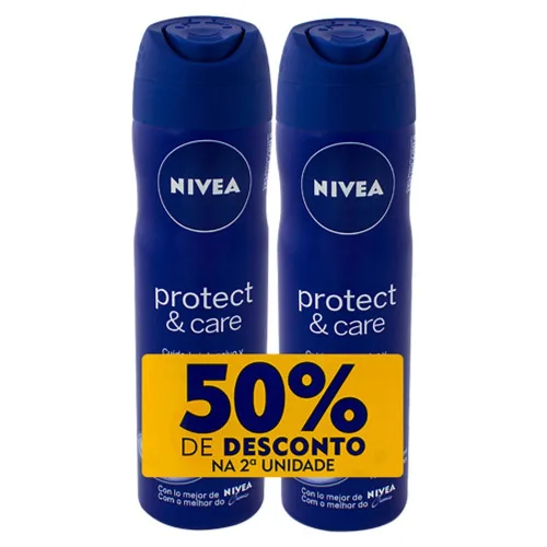 Pack Antitranspirante Aerossol Protect Care Nivea 150ml Cada 2 Unidades Grátis 50 De Desconto Na 2ª Unidade - NIVEA
