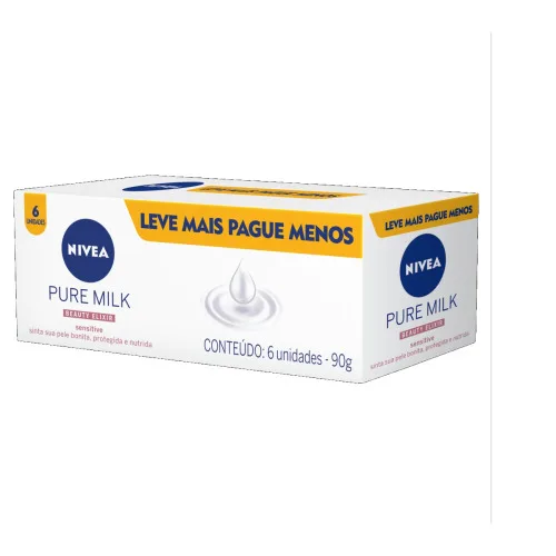 PACK SABONETE EM BARRA HIDRATANTE NIVEA SENSITIVE CAIXA 6 UNIDADES 90G - BEAUTY