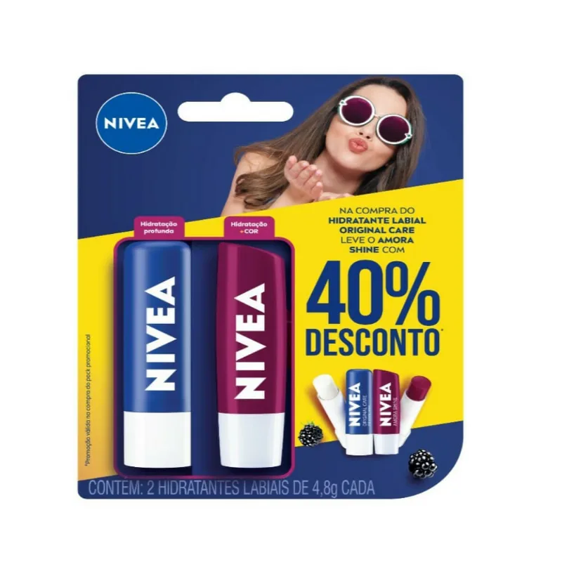 Kit Hidratante Labial Original 4,8g + Hidratante Labial Amora 4,8g