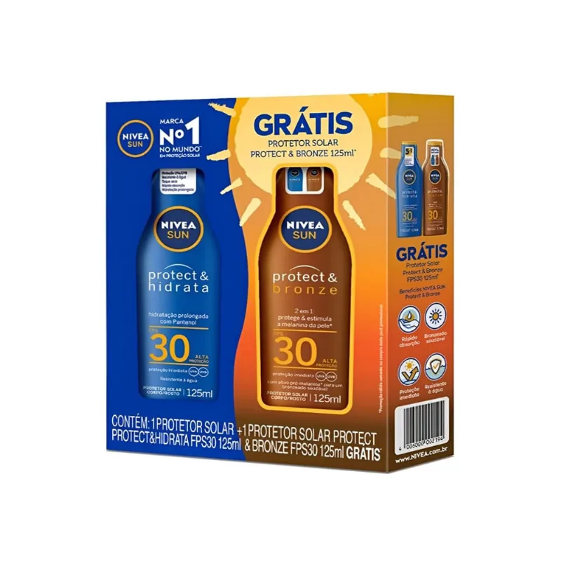 Kit Sun Protetor Solar Fps 30 125ml Bronze Fps 30 15ml Nivea