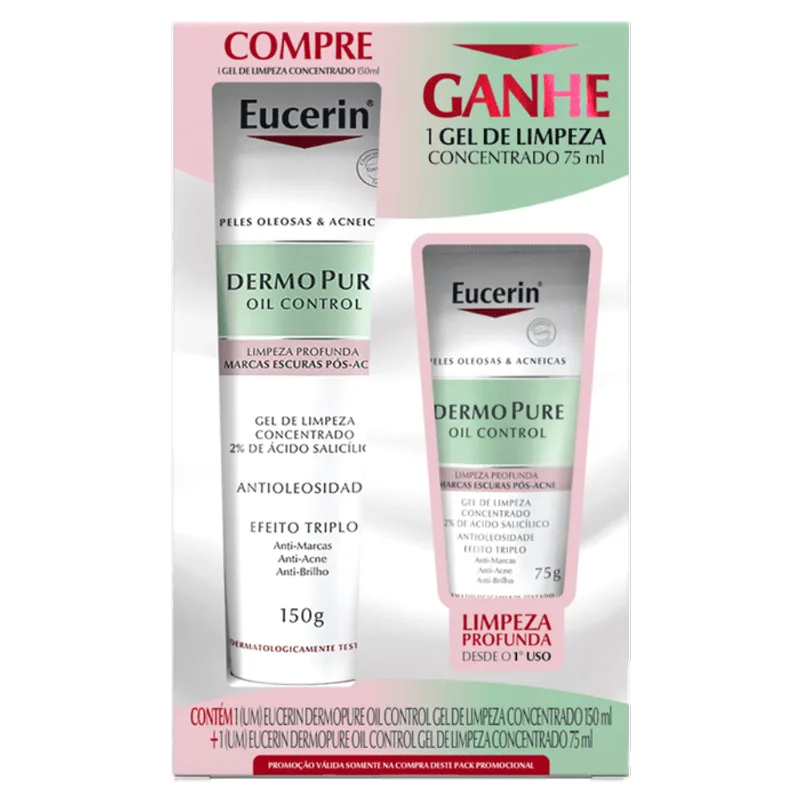 Kit Gel de Limpeza Concentrado Eucerin DermoPure Oil Control 150ml + 75ml