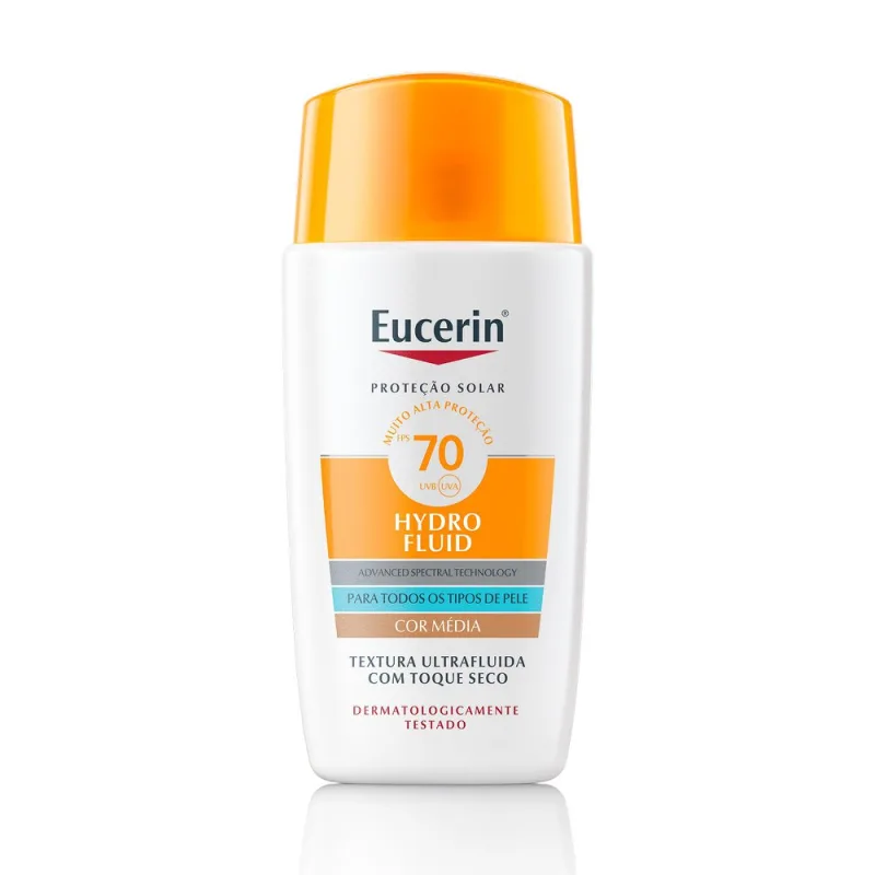 Eucerin Sun Protetor Solar Facial Hydro Fluid Cor Média FPS 70 - 50ml - Eucerin