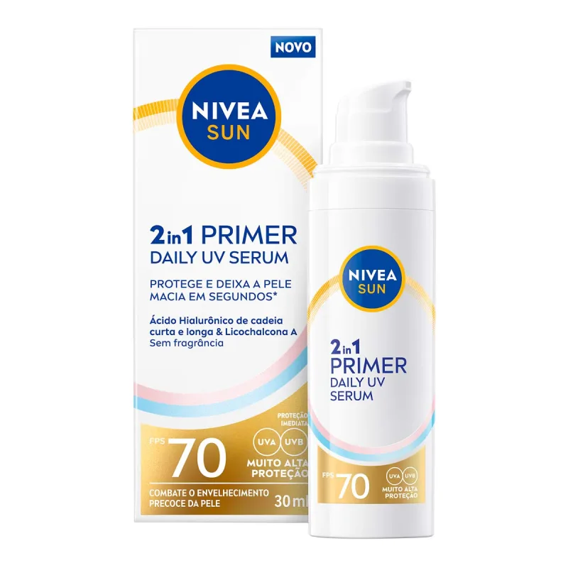 Protetor Solar Facial Nivea Sun FPS 70 Sérum Primer Daily UV sem Perfume 30ml - Nivea