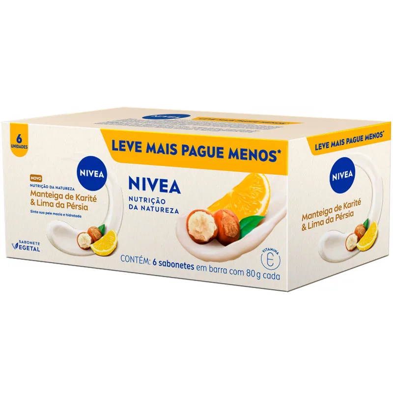 Conjunto com 6 Sabonetes Nivea Manteiga Karité e Lima da Pérsia 80g Embalagem Promocional - Nivea