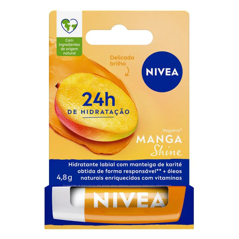 Hidratante Labial Nivea Manga Shine e Manteiga de Karité 4,8g - Nivea