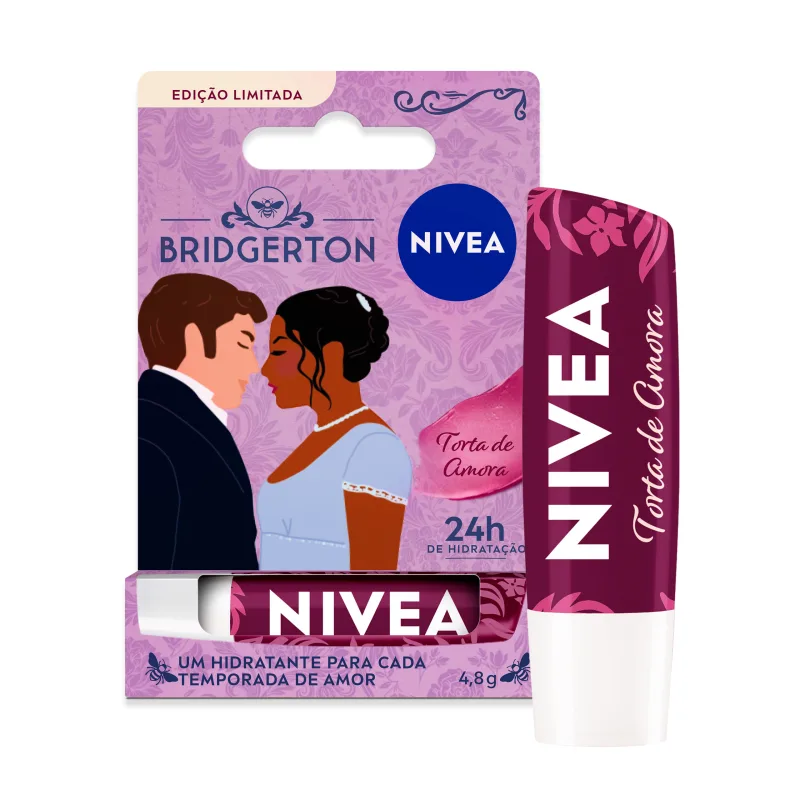 Hidratante Labial Nivea Bridgerton Torta de Amora Bordô 4,8g - Nivea