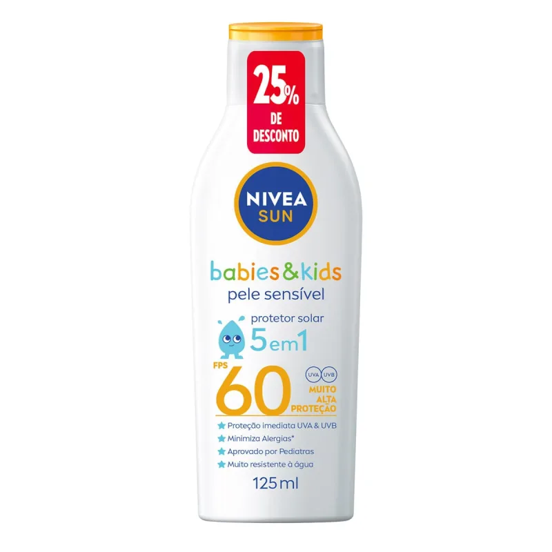 Protetor Solar Infantil Nivea Sun Babies & Kids Pele Sensível Fps60 125ml - Nivea